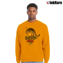 Men’s 1979 Crazy Hawaii Bernard Kilban Cat Maui Waui Crewneck Sweatshirt in orange | Cozy Fabric, Clean Style