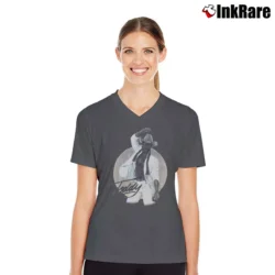 Women’s 1979 Teddy Pendergrass Music Promo V-Neck Tee in charcoal | Chic Neckline, Soft Texture