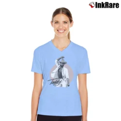 Women’s 1979 Teddy Pendergrass Promo Tour V-Neck Tee in light blue | Chic Neckline, Soft Texture