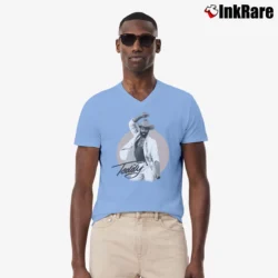 Men’s 1979 Teddy Pendergrass Promo Tour V-Neck Tee in light blue | Sharp, Breathable, Everyday Staple