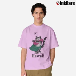 Men’s 1980 Crazy Hawaiian Hula Cat Graphic Classic T-Shirt in light pink | Soft, Breathable Everyday Wear