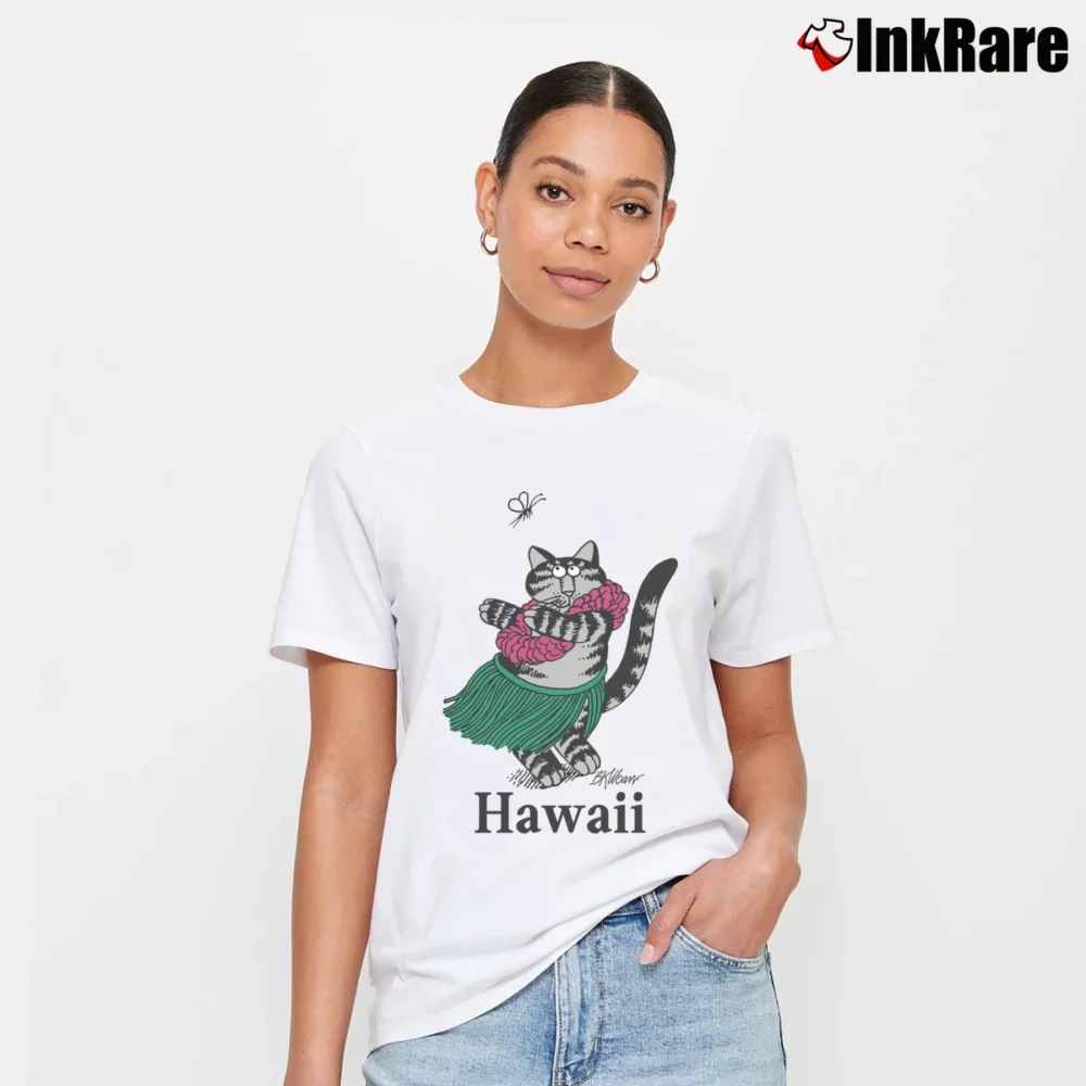 Women’s 1980 Crazy Hawaiian Hula Cat Graphic Signature T-Shirt in white | Soft, Flattering Fit