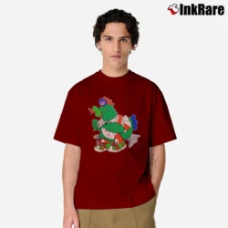 Men’s 1980 Phillies Phanatic Mascot Vintage MLB Fan Classic T-Shirt in maroon | Soft, Breathable Everyday Wear