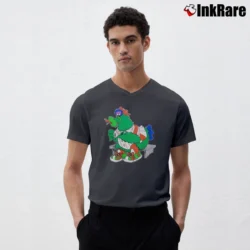 Men’s 1980 Phillies Phanatic Mascot Vintage MLB Fan V-Neck Tee in charcoal | Sharp, Breathable, Everyday Staple