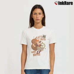 Women’s 1980 Squirrel Girl Eat Nuts Kick Butts Signature T-Shirt in white | Soft, Flattering Fit