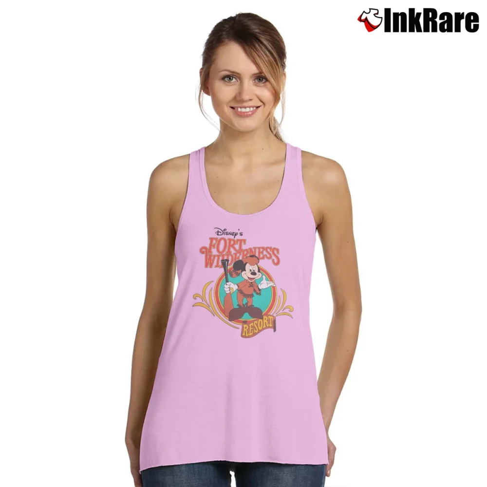 Women’s 1980s 1990s Disney Fort Wilderness Mickey Mouse Gun Classic Tank Top in light pink | Lightweight, Movement-Friendly