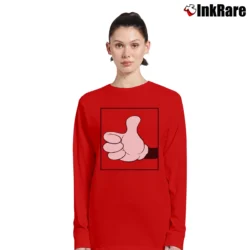Women’s 1980s 1990s Disney Mickey Mouse Thumbs Up Long-Sleeve Top in red | Sleek, Versatile, All-Season