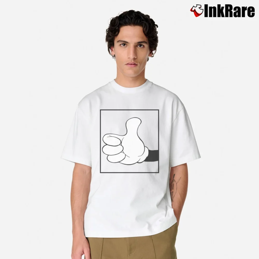 Men’s 1980s 1990s Disney Mickey Mouse Thumbs Up Classic T-Shirt in white | Soft, Breathable Everyday Wear