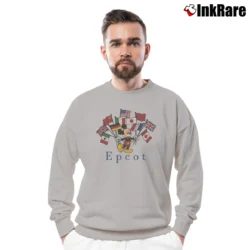 Men’s 1980s 1990s Epcot Flags Mickey Mouse Walt Disney Crewneck Sweatshirt in sport grey | Cozy Fabric, Clean Style