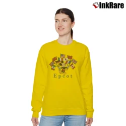 Women’s 1980s 1990s Epcot Flags Mickey Mouse Walt Disney Relaxed Sweatshirt in yellow | Soft, Laid-Back Vibe