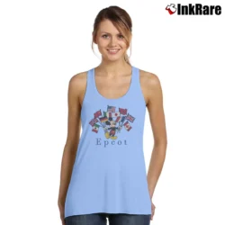 Women’s 1980s 1990s Epcot Flags Mickey Mouse Walt Disney Tank Top in light blue | Lightweight, Movement-Friendly