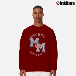 Men’s 1980s 1990s Mickey Mouse University Disney World Long-Sleeve Shirt in maroon | Sleek, Lightweight, Year-Round Wear