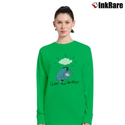 Women’s 1980s 1990s Pooh Eeyore Cartoon Walt Disney Comfy Long-Sleeve Top in irish green | Sleek, Versatile, All-Season