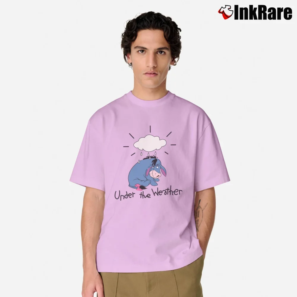 Men’s 1980s 1990s Pooh Eeyore Cartoon Walt Disney Comfy Classic T-Shirt in light pink | Soft, Breathable Everyday Wear