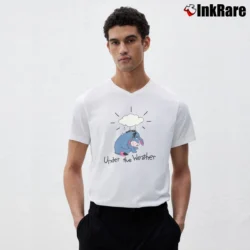 Men’s 1980s 1990s Pooh Eeyore Cartoon Walt Disney Comfy V-Neck Tee in white | Sharp, Breathable, Everyday Staple