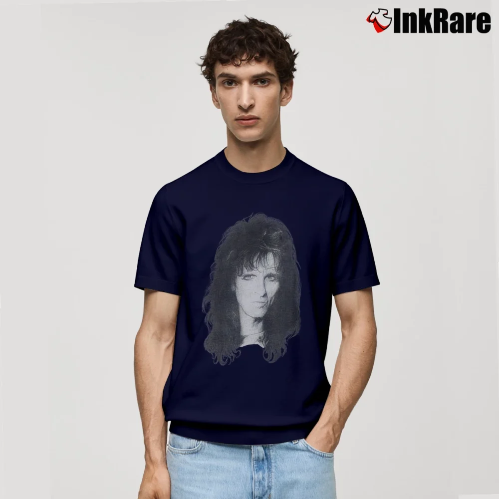 Men’s 1980s Alice Cooper Hard Glam Shock Rock Tour Classic T-Shirt in navy | Soft, Breathable Everyday Wear