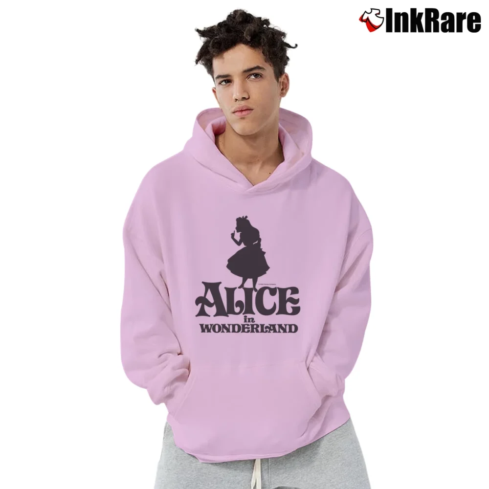 Men’s 1980s Alice In Wonderland Disney Anime Cartoon Classic Pullover Hoodie in light pink | Cozy, Durable, Modern Fit