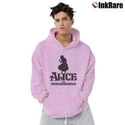 Men’s 1980s Alice In Wonderland Disney Anime Cartoon Classic Pullover Hoodie in light pink | Cozy, Durable, Modern Fit