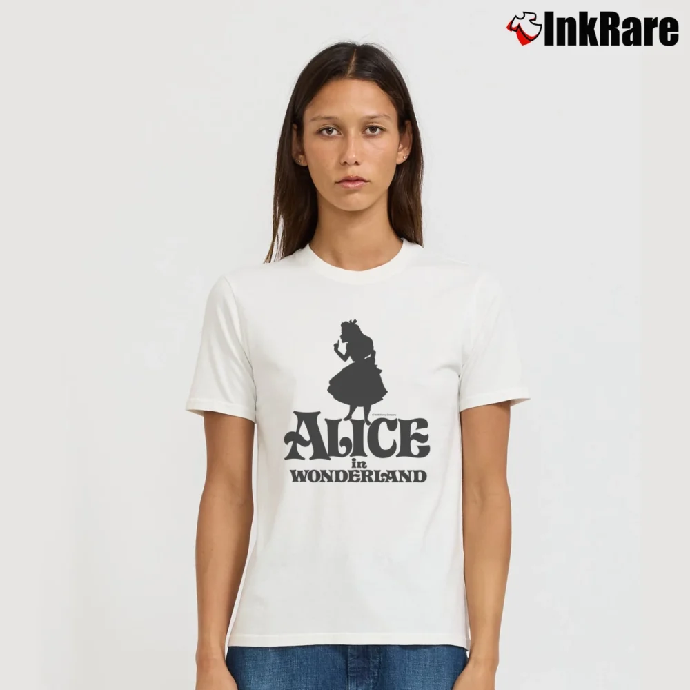 Women’s 1980s Alice In Wonderland Disney Anime Cartoon Classic Signature T-Shirt in white | Soft, Flattering Fit