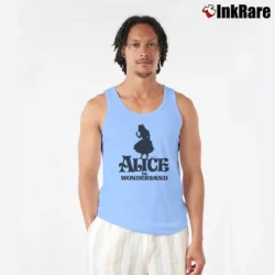 Men’s 1980s Alice In Wonderland Disney Anime Cartoon Classic Tank Top in light blue | Breathable, Active-Friendly Design