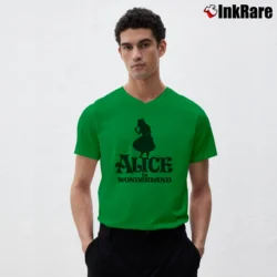 Men’s 1980s Alice In Wonderland Disney Anime Cartoon Classic V-Neck Tee in irish green | Sharp, Breathable, Everyday Staple