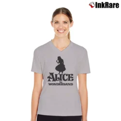 Women’s 1980s Alice In Wonderland Disney Anime Cartoon Classic V-Neck Tee in sport grey | Chic Neckline, Soft Texture