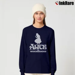 Women’s 1980s Alice In Wonderland Disney Anime Cartoon Long-Sleeve Top in navy | Sleek, Versatile, All-Season