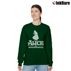 Women’s 1980s Alice In Wonderland Disney Anime Cartoon Relaxed Sweatshirt in forest green | Soft, Laid-Back Vibe