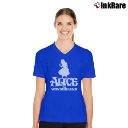 Women’s 1980s Alice In Wonderland Disney Anime Cartoon V-Neck Tee in royal blue | Chic Neckline, Soft Texture