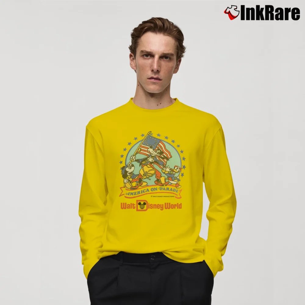 Men’s 1980s America On Parade Walt Disney World Long-Sleeve Shirt in yellow | Sleek, Lightweight, Year-Round Wear