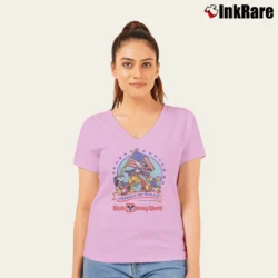 Women’s 1980s America On Parade Walt Disney World V-Neck Tee in light pink | Chic Neckline, Soft Texture