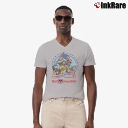 Men’s 1980s America On Parade Walt Disney World V-Neck Tee in sport grey | Sharp, Breathable, Everyday Staple