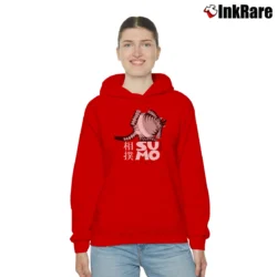 Women’s 1980s B Kliban Cat Hawaii Surf Sumo Art Cozy Hoodie in red | Warm, Structured, Stylish