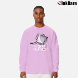 Men’s 1980s B Kliban Cat Hawaii Surf Sumo Art Long-Sleeve Shirt in light pink | Sleek, Lightweight, Year-Round Wear