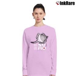 Women’s 1980s B Kliban Cat Hawaii Surf Sumo Art Long-Sleeve Top in light pink | Sleek, Versatile, All-Season