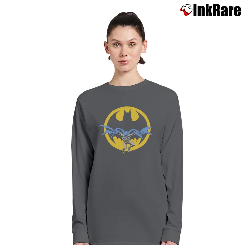 Women’s 1980s Batman Classic Logo Vintage Long-Sleeve Top in charcoal | Sleek, Versatile, All-Season