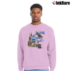 Men’s 1980s Batman DC Comics Crewneck Sweatshirt in light pink | Cozy Fabric, Clean Style