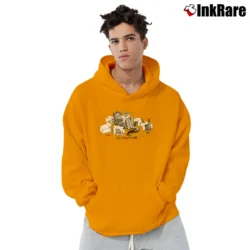 Men’s 1980s Blue Kliban Chow Fun Cat Pullover Hoodie in orange | Cozy, Durable, Modern Fit