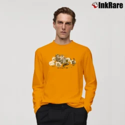 Men’s 1980s Blue Kliban Chow Fun Cat Long-Sleeve Shirt in orange | Sleek, Lightweight, Year-Round Wear