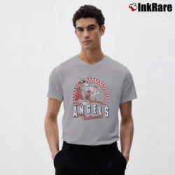 Men’s 1980s Bugs Bunny Looney Tunes California Angels MLB V-Neck Tee in sport grey | Sharp, Breathable, Everyday Staple