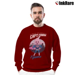 Men’s 1980s Captain Condom Funny Tijuana Mexico Crewneck Sweatshirt in maroon | Cozy Fabric, Clean Style