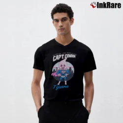 Men’s 1980s Captain Condom Funny Tijuana Mexico V-Neck Tee in black | Sharp, Breathable, Everyday Staple