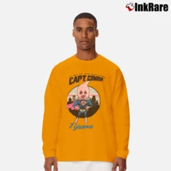 Men’s 1980s Captain Condom Tijuana Mexico Funny Long-Sleeve Shirt in orange | Sleek, Lightweight, Year-Round Wear