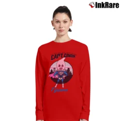 Women’s 1980s Captain Condom Tijuana Mexico Funny Long-Sleeve Top in red | Sleek, Versatile, All-Season