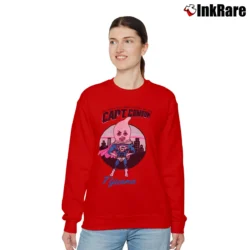 Women’s 1980s Captain Condom Tijuana Mexico Funny Relaxed Sweatshirt in red | Soft, Laid-Back Vibe