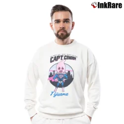 Men’s 1980s Captain Condom Tijuana Mexico Funny Crewneck Sweatshirt in white | Cozy Fabric, Clean Style