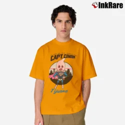 Men’s 1980s Captain Condom Tijuana Mexico Funny Classic T-Shirt in orange | Soft, Breathable Everyday Wear