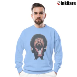 Men’s 1980s Captain Lou Albano WWF Wrestling Ringer Crewneck Sweatshirt in light blue | Cozy Fabric, Clean Style