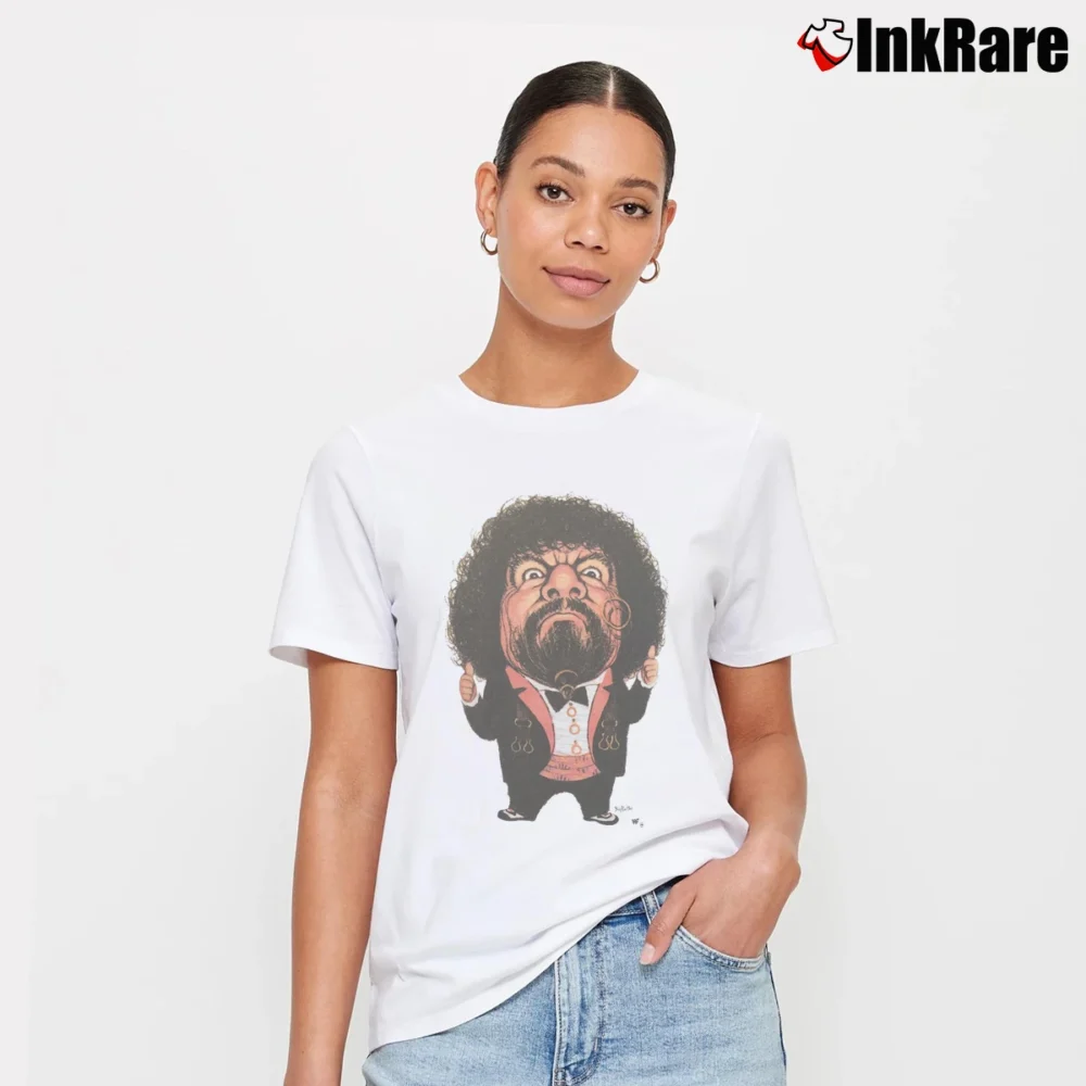 Women’s 1980s Captain Lou Albano WWF Wrestling Ringer Signature T-Shirt in white | Soft, Flattering Fit