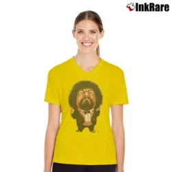 Women’s 1980s Captain Lou Albano WWF Wrestling Ringer V-Neck Tee in yellow | Chic Neckline, Soft Texture